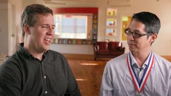 Gene Yang interviewing Jeff Kinney